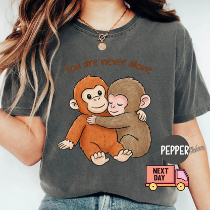 Comfort Colors Viral Punch Monkey Shirt – Cute Baby Monkey with Plush Toy Graphic Tee