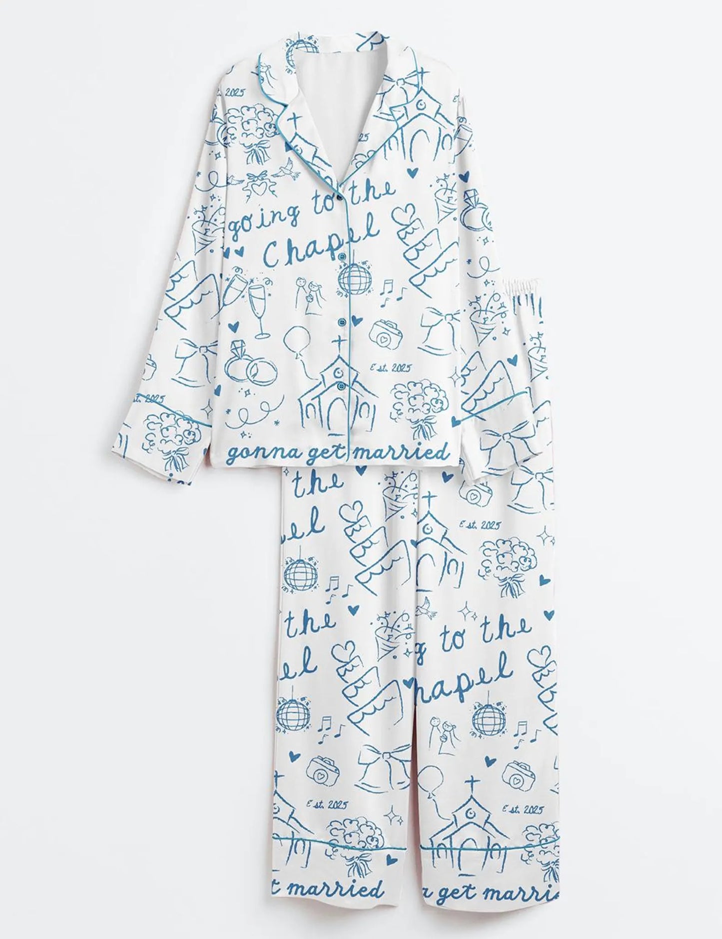 Going to the Chapel Satin Pajama Set – Bride & Bachelorette Wedding Sleepwear Gift for Women