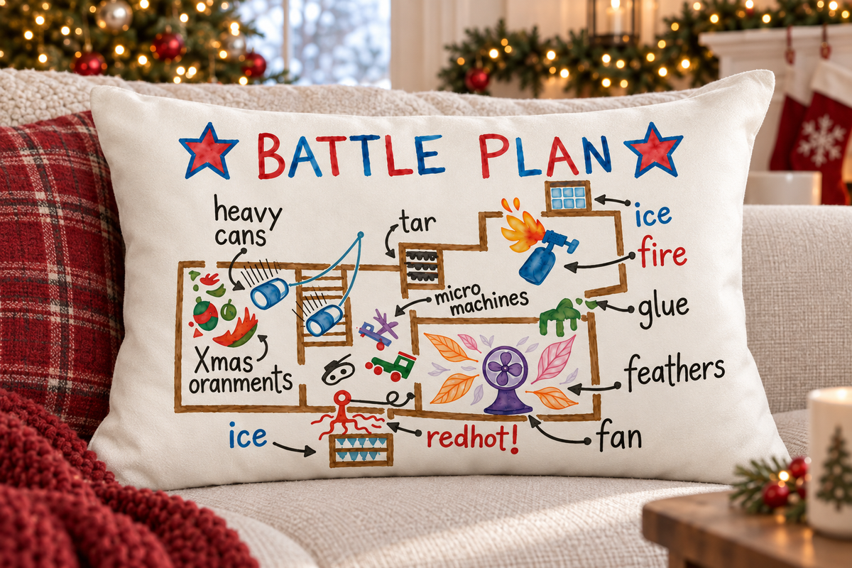 Home Alone Battle Plan Christmas Pillow – With Insert