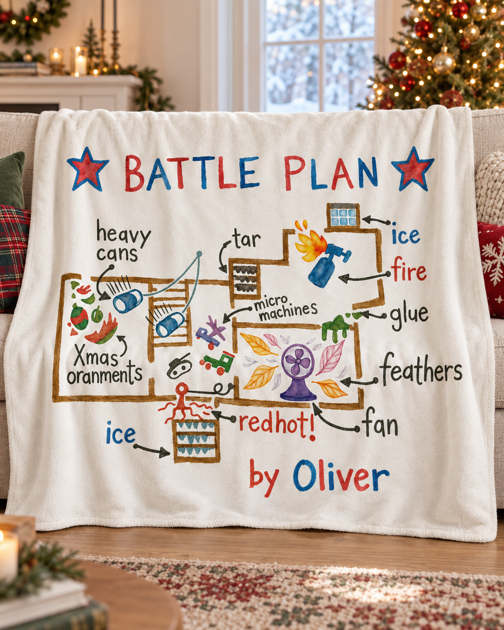 Personalized Battle Plan Blanket – Custom Name Christmas Gift