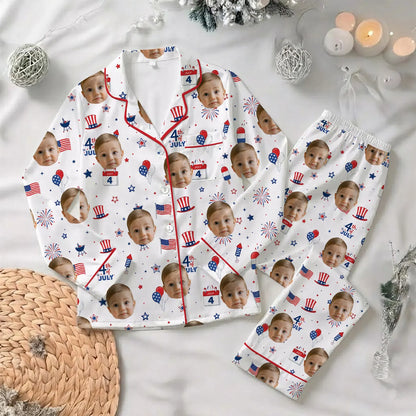 The USA 250th Anniversary Custom Pet Face Pajamas – Personalized Flag Sleepwear Gift for Her