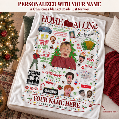 Home Alone Custom Name Christmas Blanket