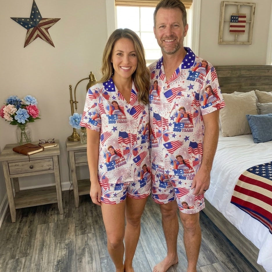Women's "Merica" 250th Anniversary Retro Satin Pajama Set: 1776-2026 Heritage Sleepwear