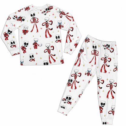 White Skeleton Love Family Matching Pajamas