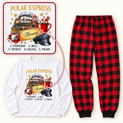 Personalized Polar Express Family Christmas Pajama Set – Red & Plaid