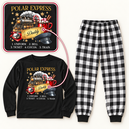 Personalized Polar Express Family Christmas Pajama Set – Black & Plaid