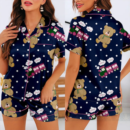 Rumi Choo Tiger Satin Pajama Set – Unisex Long Sleeve & Short Styles, Fantasy Inspired Sleepwear Pants