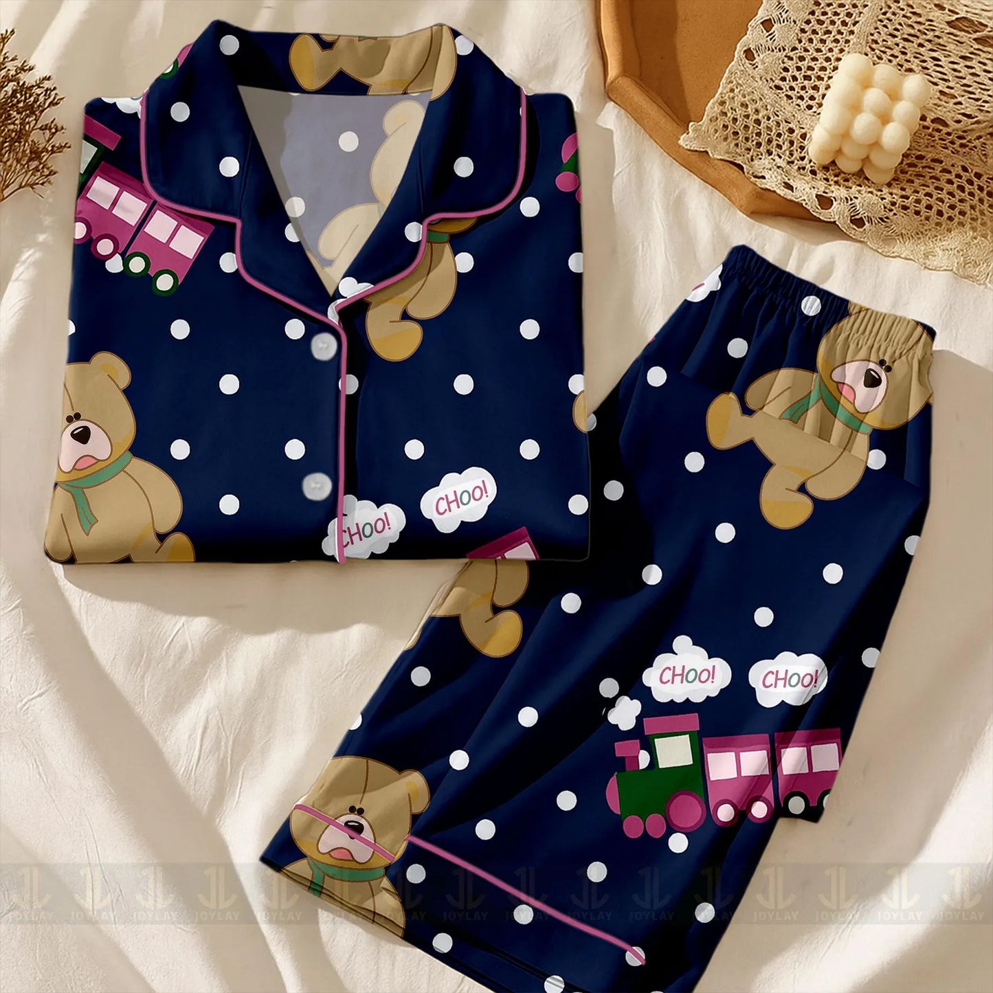 Rumi Choo Tiger Satin Pajama Set – Unisex Long Sleeve & Short Styles, Fantasy Inspired Sleepwear Pants