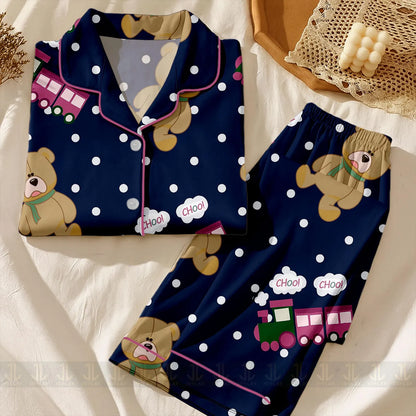 Rumi Choo Tiger Satin Pajama Set – Unisex Long Sleeve & Short Styles, Fantasy Inspired Sleepwear Pants