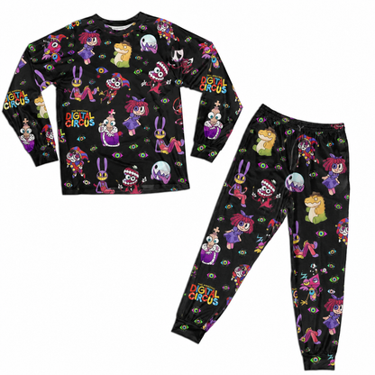 Black Digital Circus Mania Family Matching Pajamas