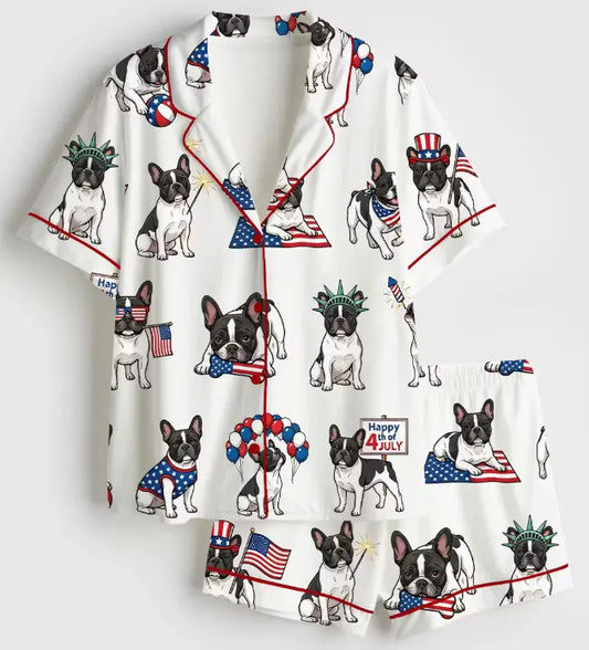 The USA 250th Anniversary French Bulldog Pajamas – Patriotic Frenchie Fourth of July Dog Lover Sleepwear