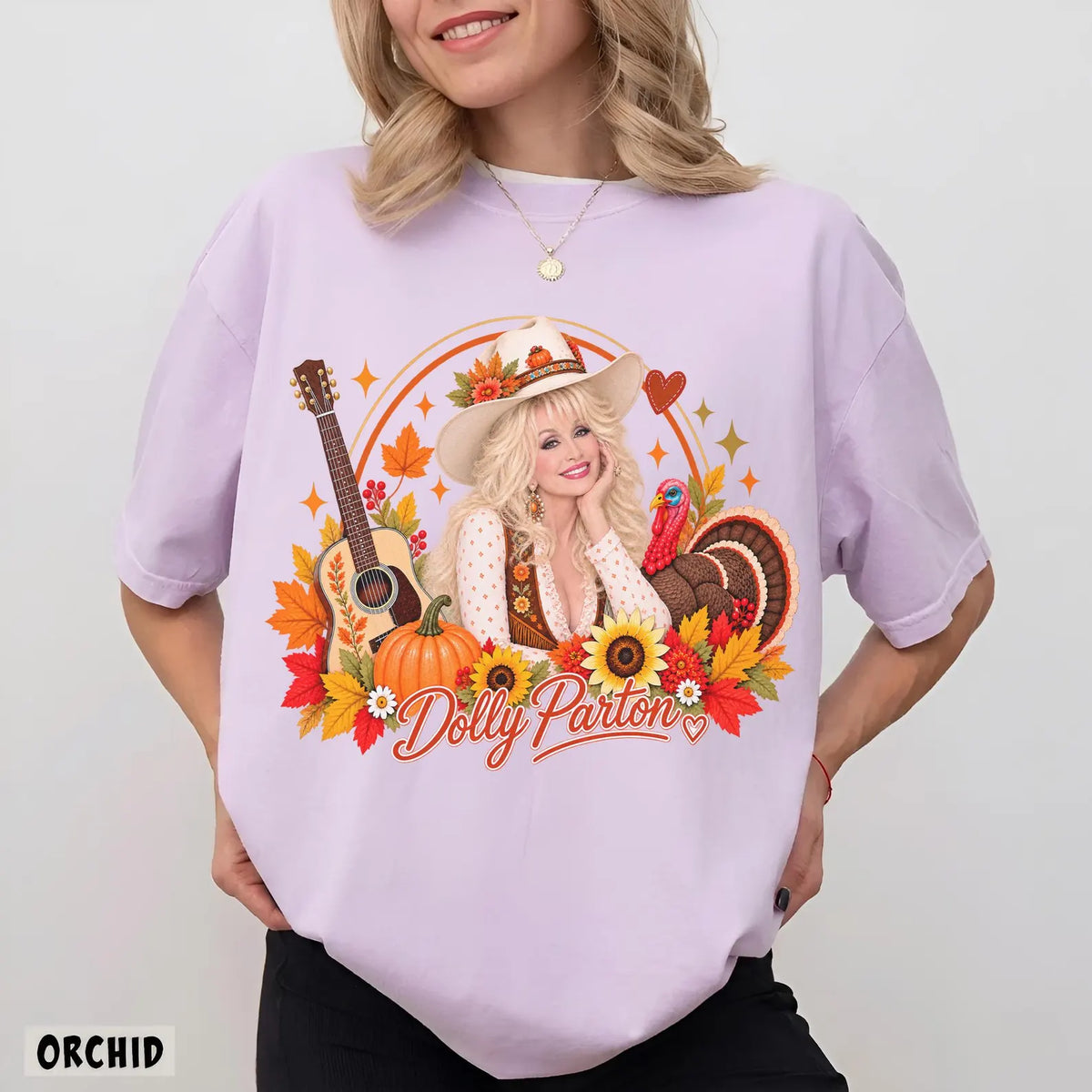 Retro Fall Acoustic Guitar Turkey Thanksgiving T-Shirt