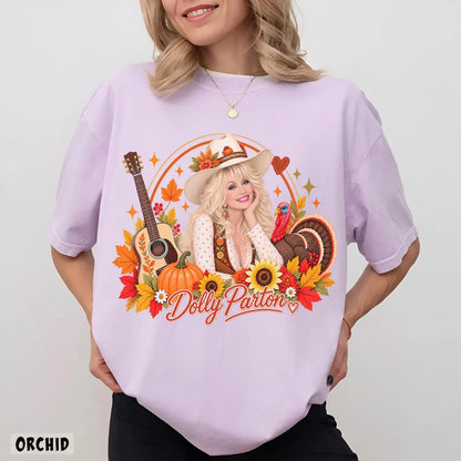 Retro Fall Acoustic Guitar Turkey Thanksgiving T-Shirt