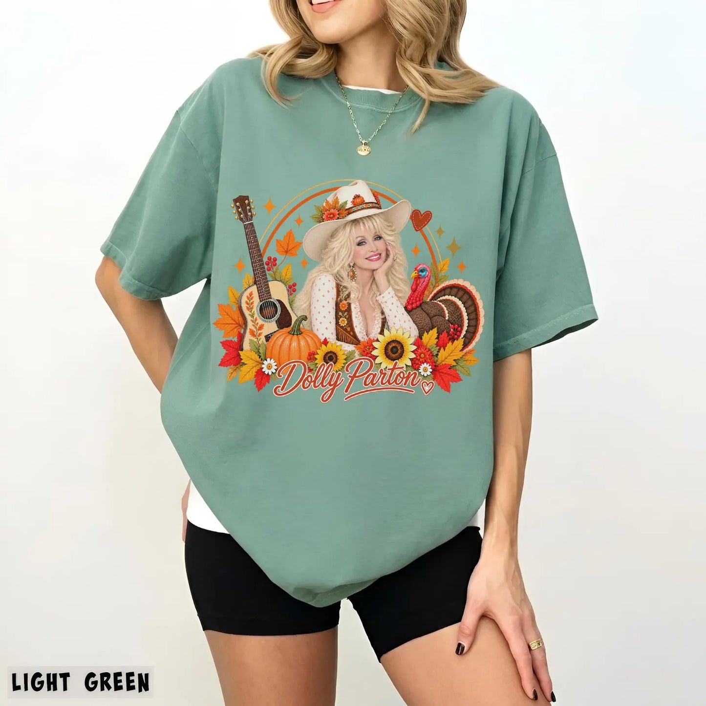 Retro Fall Acoustic Guitar Turkey Thanksgiving T-Shirt
