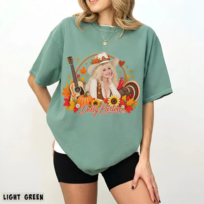 Retro Fall Acoustic Guitar Turkey Thanksgiving T-Shirt