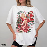 Vintage Holly Dolly Christmas T Shirt Retro Holiday Country Tribute Tee