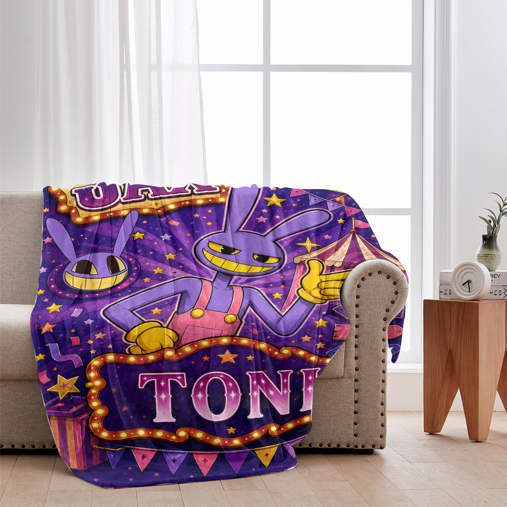 Custom Name Purple Bunny Blanket