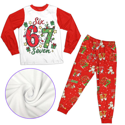 Christmas 67 Family Matching Pajama Set – Parent-Child Long Sleeve Cartoon Print Sleepwear, Cozy Holiday Home Wear for All Seasons