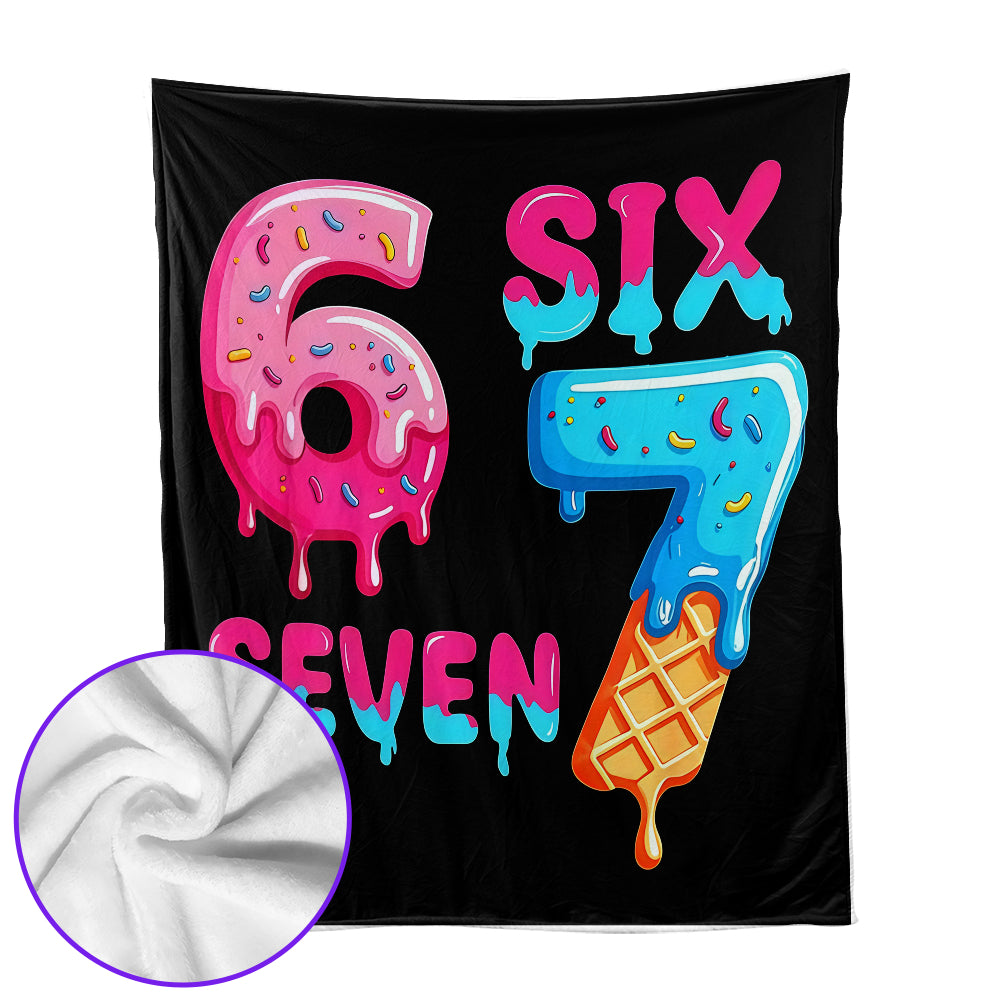 Funny Six Seven 67 Meme Flannel Blanket – Soft Warm Throw for Kids, Teens, Bedrooms & Sofas