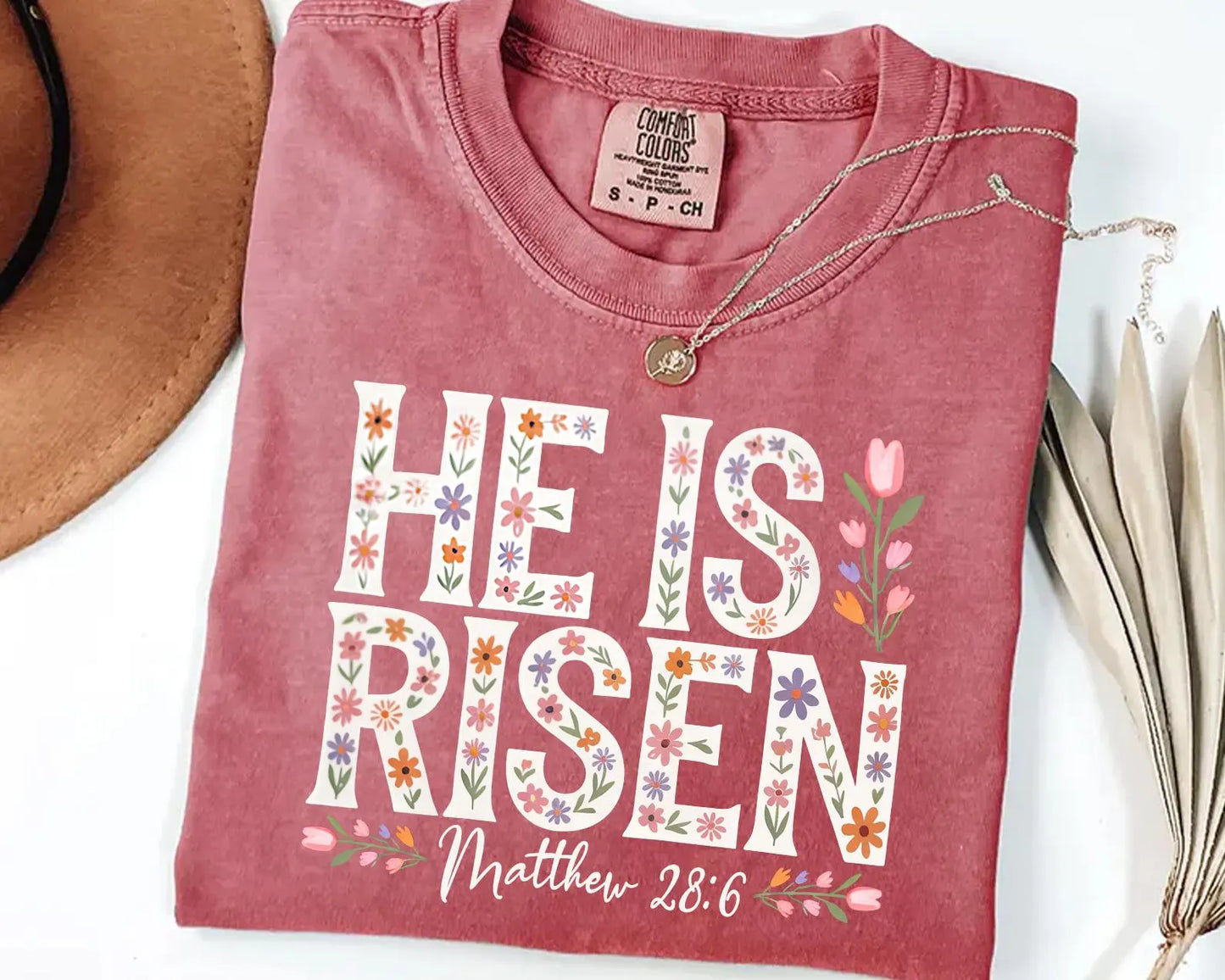 Floral Easter Cross Shirt, He Is Risen Christian T-Shirt, Faith Based Easter Tee, Religious Floral Cross Shirt, Christian Easter Gift Shirt