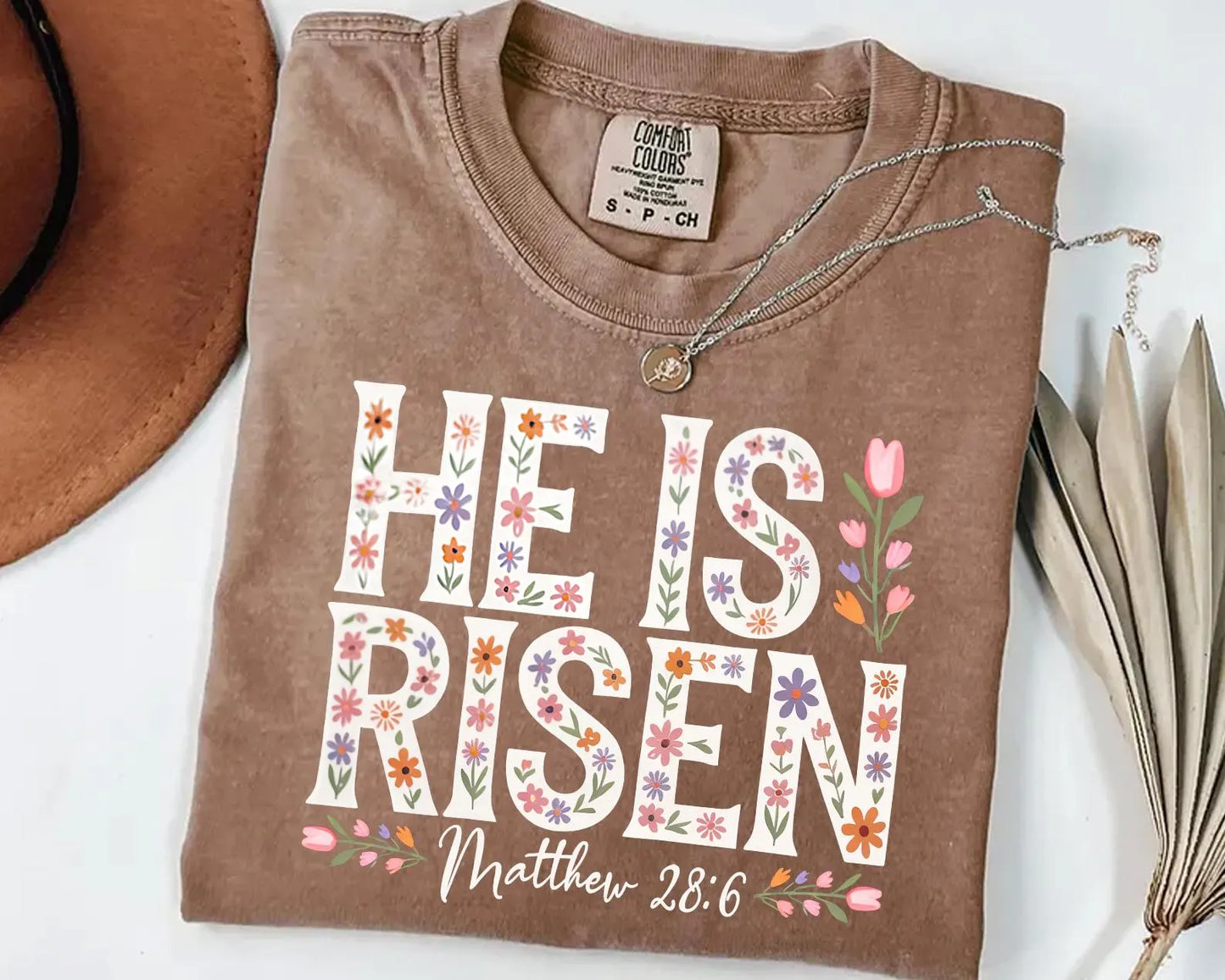 Floral Easter Cross Shirt, He Is Risen Christian T-Shirt, Faith Based Easter Tee, Religious Floral Cross Shirt, Christian Easter Gift Shirt