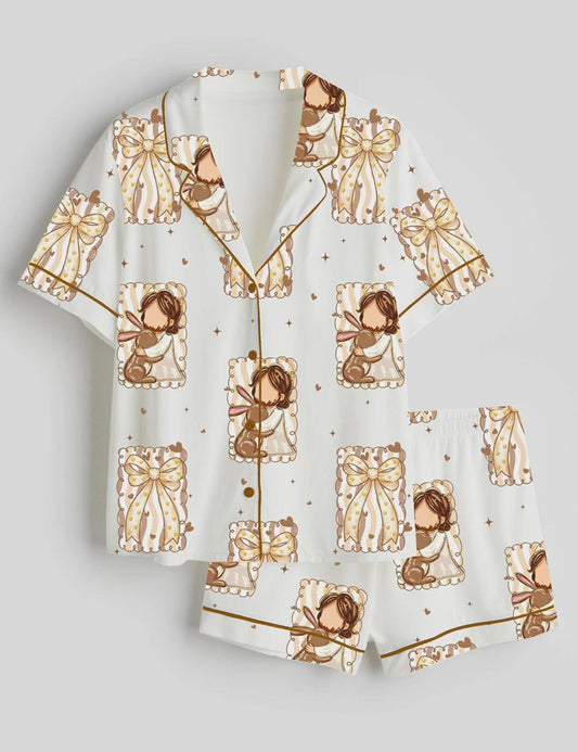 Jesus Hugging Bunny Pajama Set – Christian Easter Faith Sleepwear