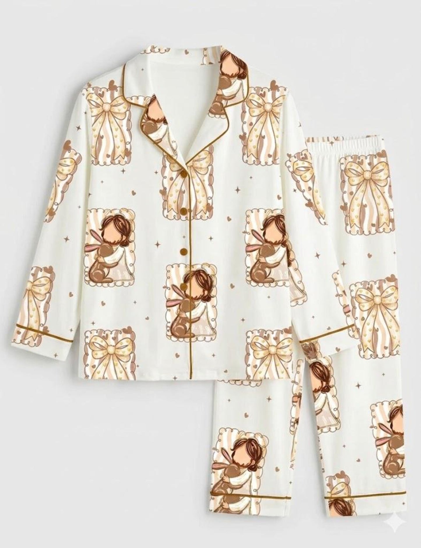 Jesus Hugging Bunny Pajama Set – Christian Easter Faith Sleepwear