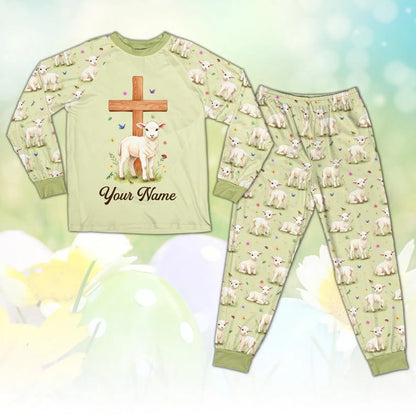 Matching Family Christian Easter Pajamas – Personalized Lamb & Cross Faith Sleepwear