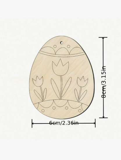 20PCS Wooden Easter Egg Shapes – DIY Blank Wooden Egg Decorations with Strings for Easter Crafts