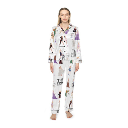 The Eras Inspired Pajama Set, Silky Satin Sleepwear for Music Lovers, Cozy Nightwear Gift