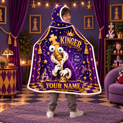 Custom Name Circus Chess King Wearable Hooded Blanket