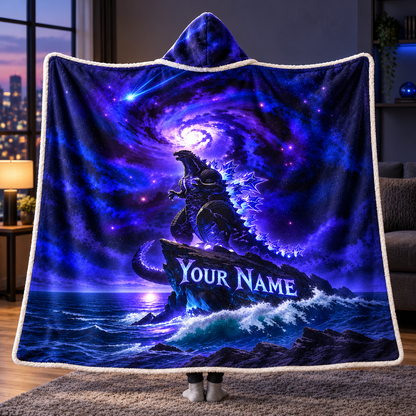 Custom Name Giant Luminous Beast Cosmic Mountain Wearable Hooded Blanket