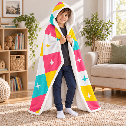 Custom Name Sleepy Circus Friends Wearable Hooded Blanket