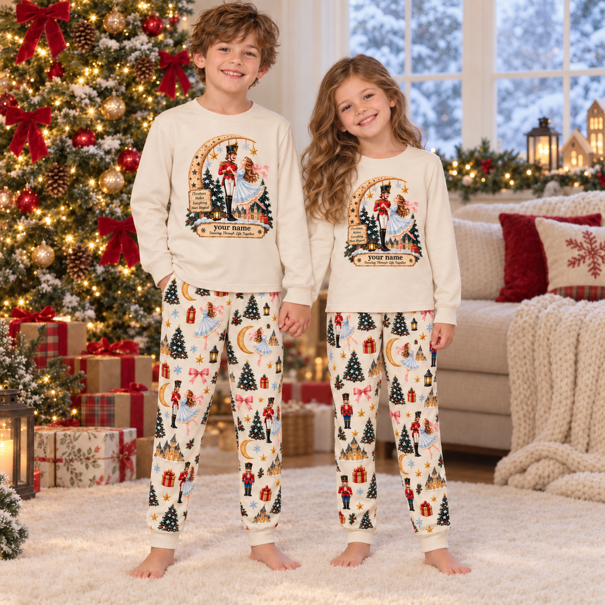 Personalized Couple Nutcracker & Ballerina Christmas Pajamas