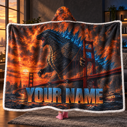 Custom Name Giant Luminous Beast Bridge Wearable Hooded Blanket