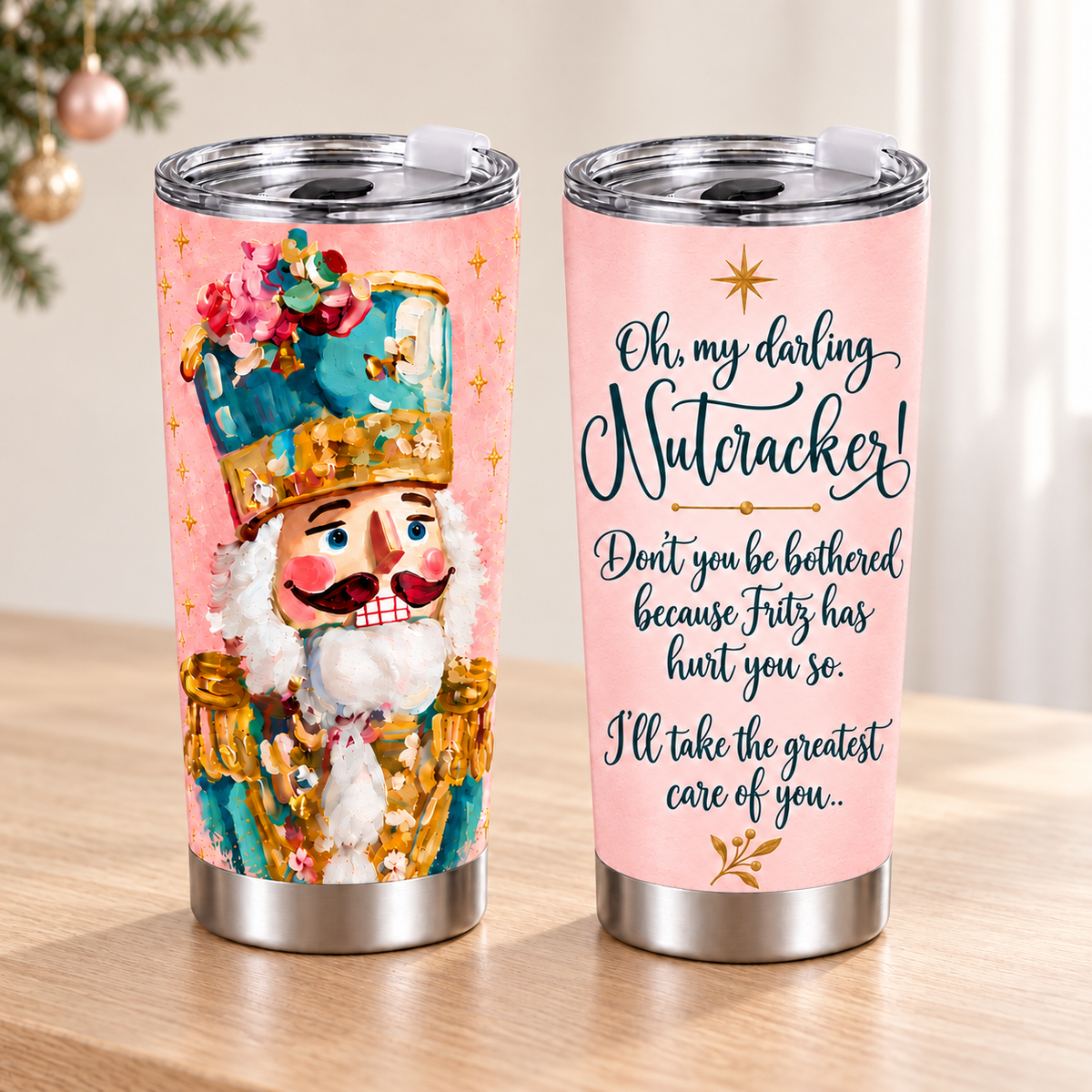 Oh My Darling Nutcracker – 20oz Holiday Storybook Quote Tumbler