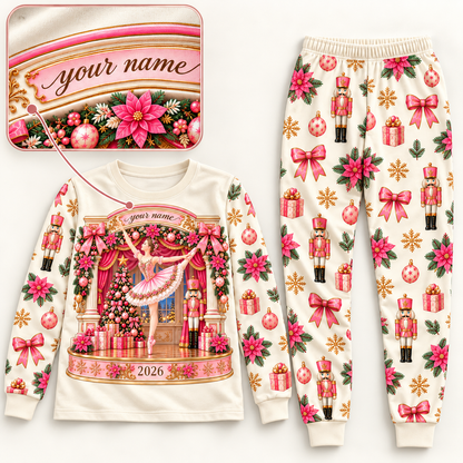 Personalized Pink Ballerina & Nutcracker Family Christmas Pajamas