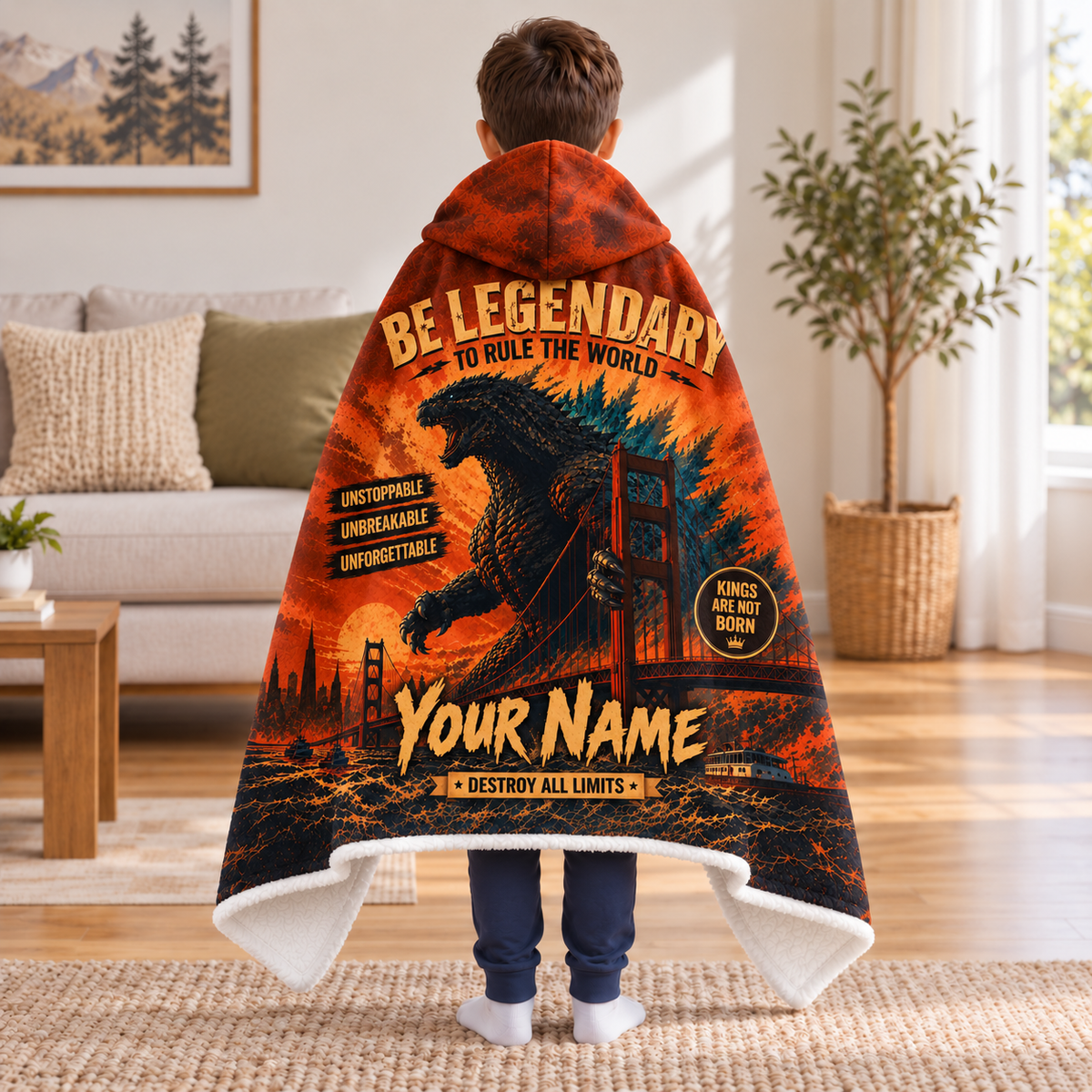 Custom Name Giant Luminous Beast Legendary Bridge Wearable Hooded Blanket