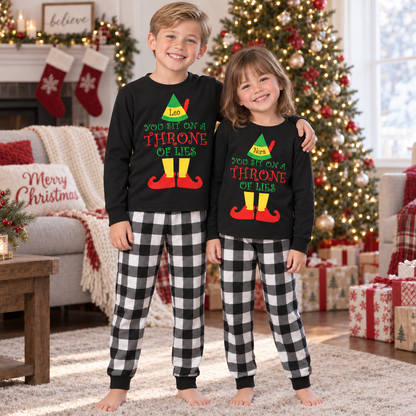 Personalized “Throne of Lies” Christmas Pajama Set – Black