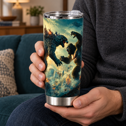 Let Them Fight – 20oz Titans Clash Motivational Quote Tumbler