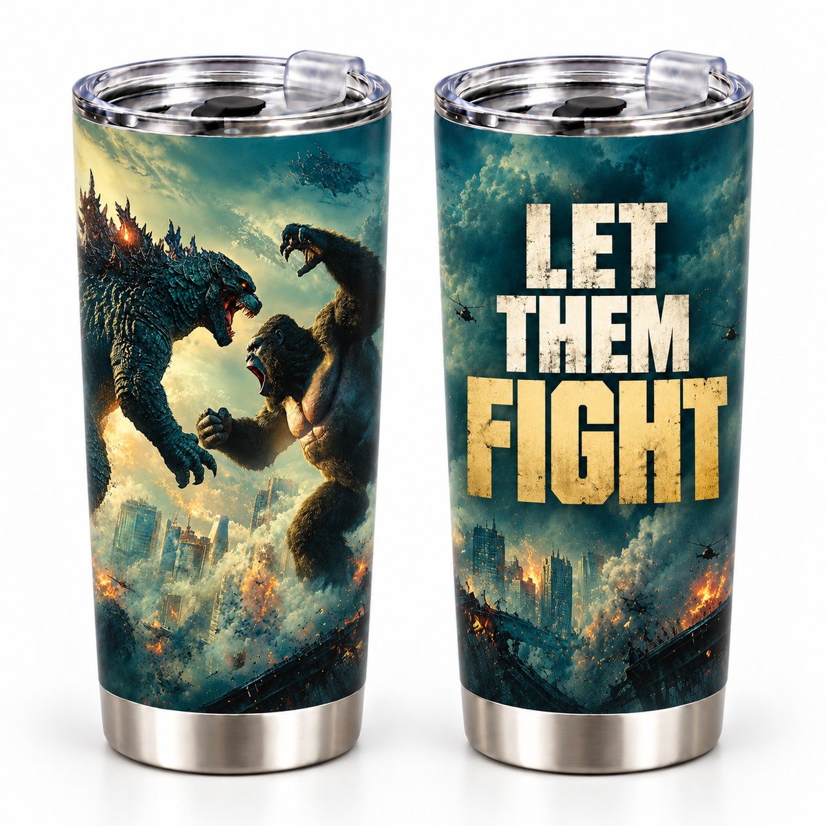 Let Them Fight – 20oz Titans Clash Motivational Quote Tumbler