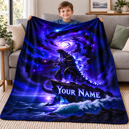 Custom Name Cosmic Luminous Beast Mountain Blanket