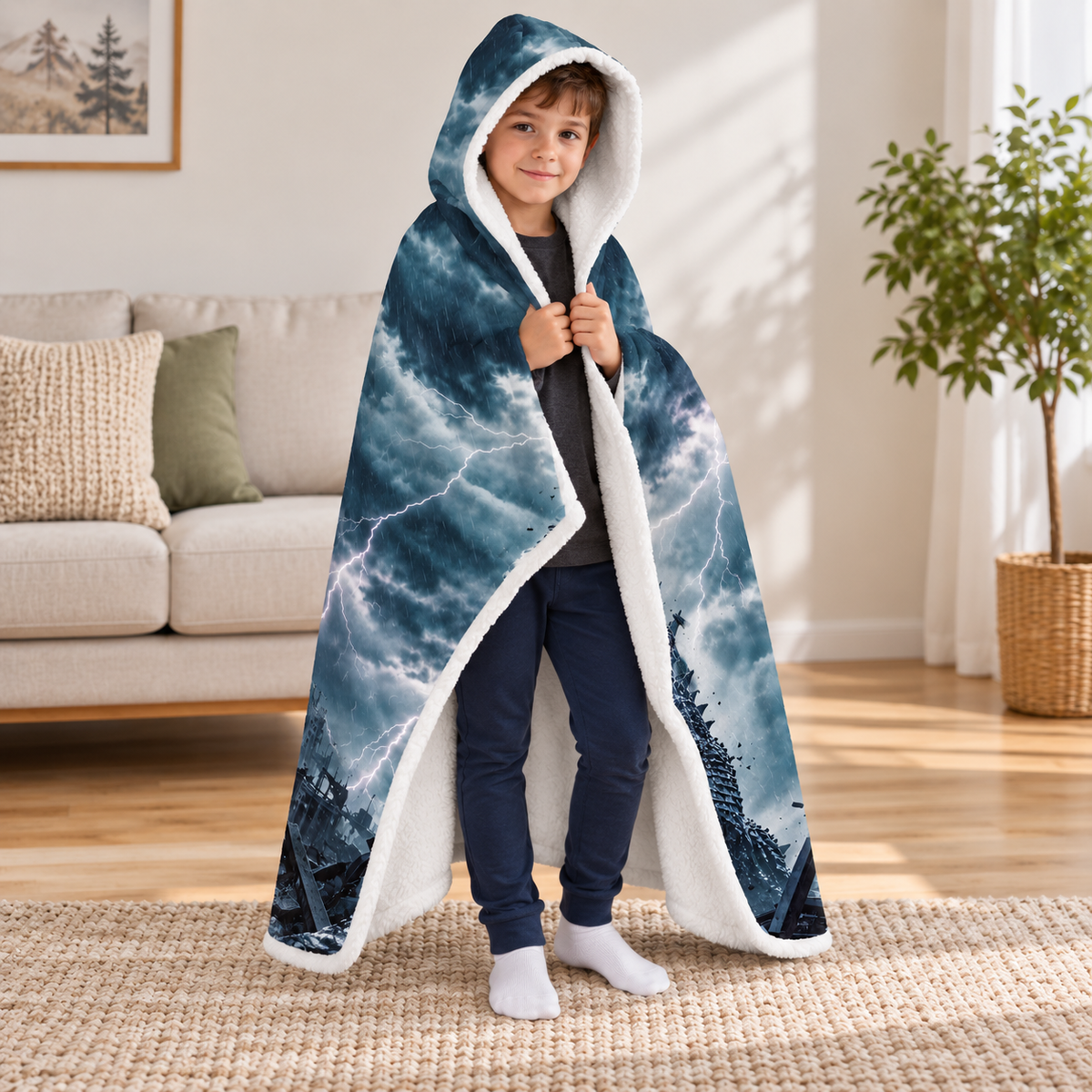 Custom Name Giant Luminous Beast Storm Wearable Hooded Blanket