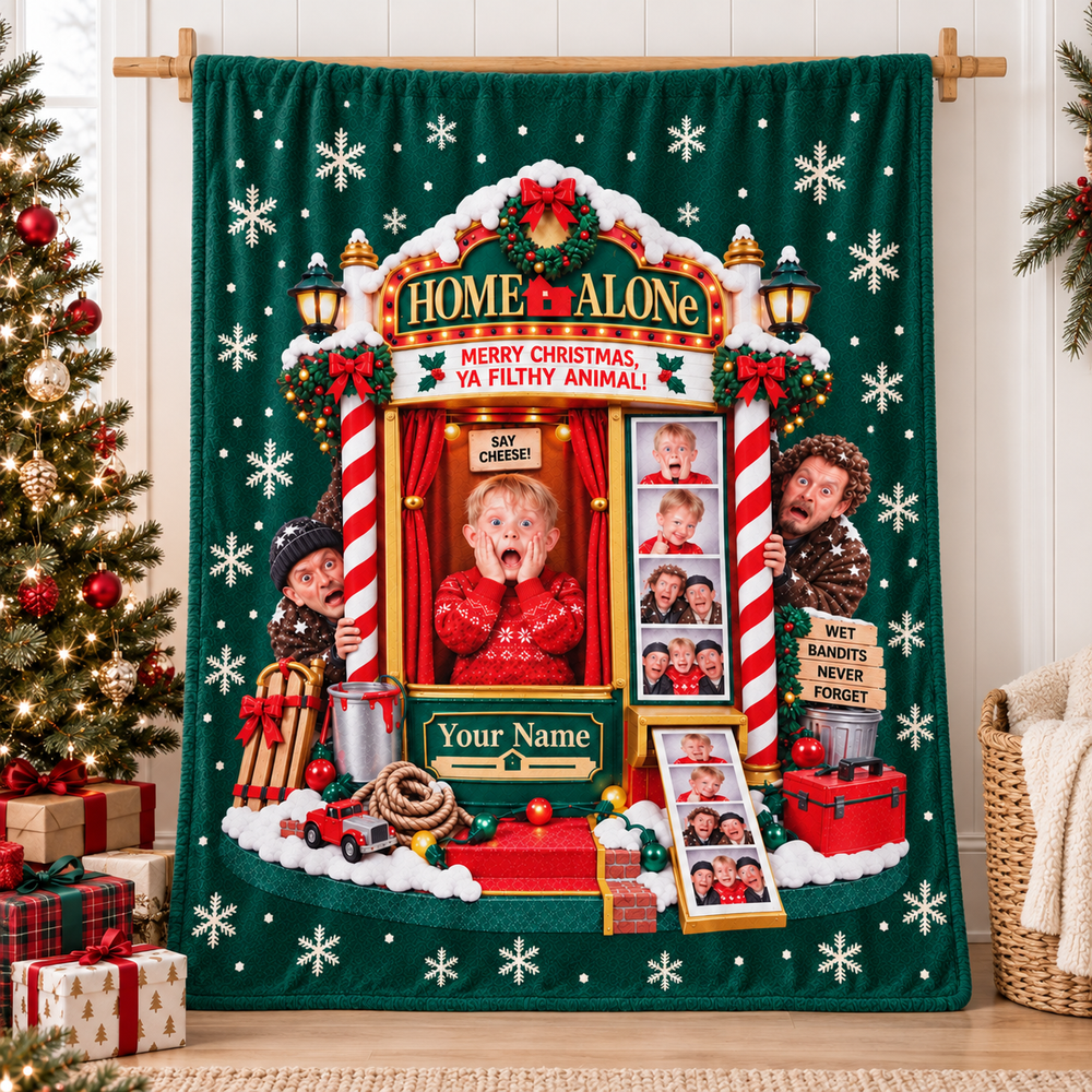 Custom Holiday Movie Prankster Personalized Christmas Blanket
