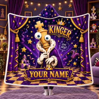 Custom Name Circus Chess King Wearable Hooded Blanket