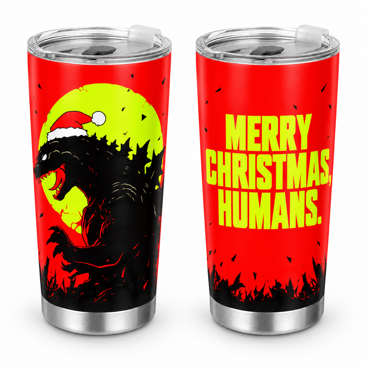Product Title Merry Christmas, Humans – 20oz Santa Beast Christmas Tumbler
