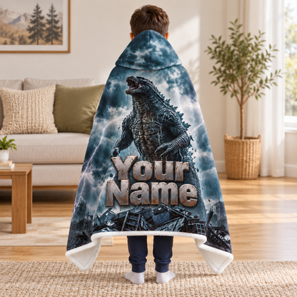 Custom Name Giant Luminous Beast Storm Wearable Hooded Blanket