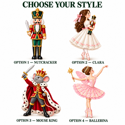 Personalized The Nutcracker Story Character Roles Cream Matching Family Christmas Pajamas