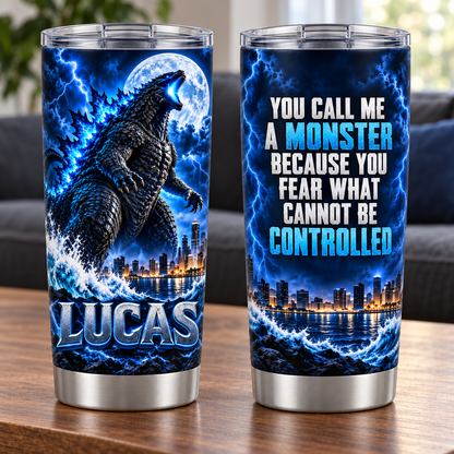 Blue Lightning Titan – Personalized Custom Name 20oz Stainless Steel Tumbler