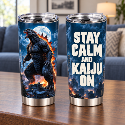 Stay Calm and Kaiju On – 20oz Giant Beast Full Moon Tumbler